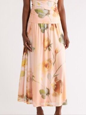New Dr2 By Daniel Rainn Floral Peach Skirt - XL